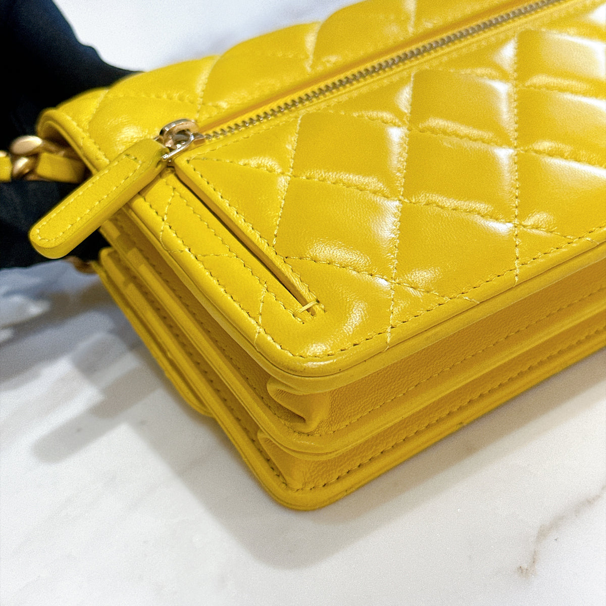 Chanel Wallet On Chain in Yellow Lambskin