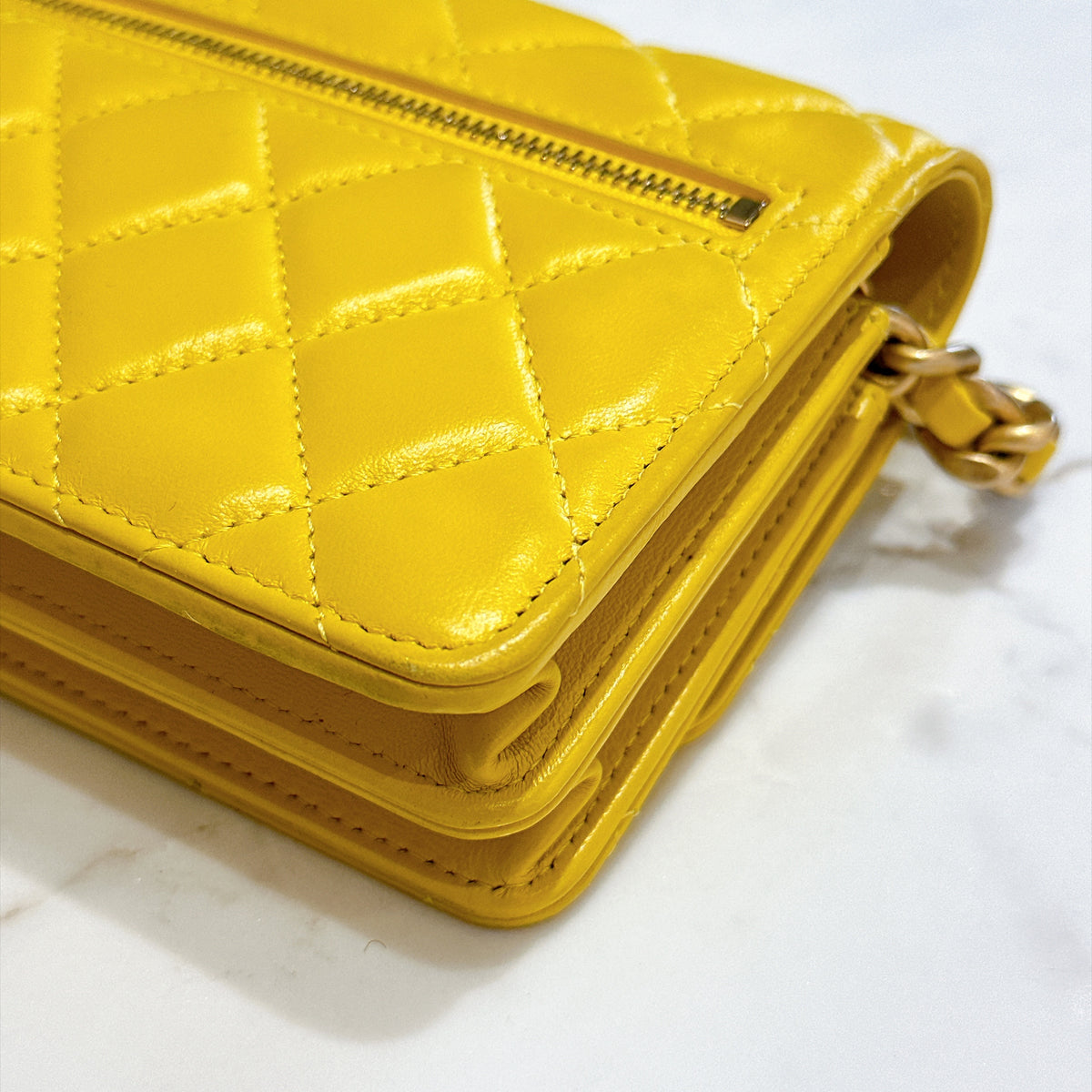 Chanel Wallet On Chain in Yellow Lambskin