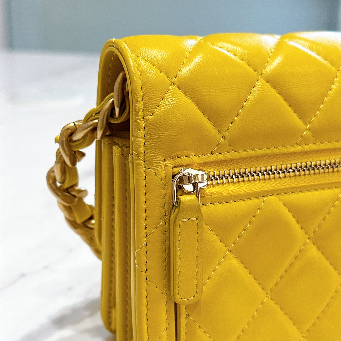 Chanel Wallet On Chain in Yellow Lambskin