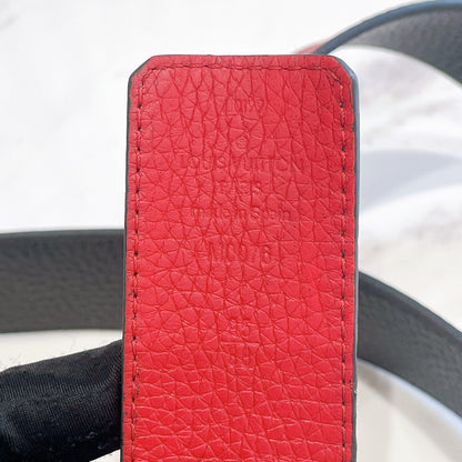 LV Reversible Taurillon Initiales Belt in Black/Red SHW