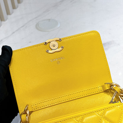 Chanel Wallet On Chain in Yellow Lambskin