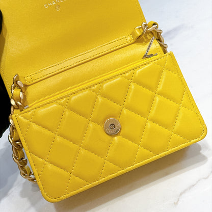 Chanel Wallet On Chain in Yellow Lambskin