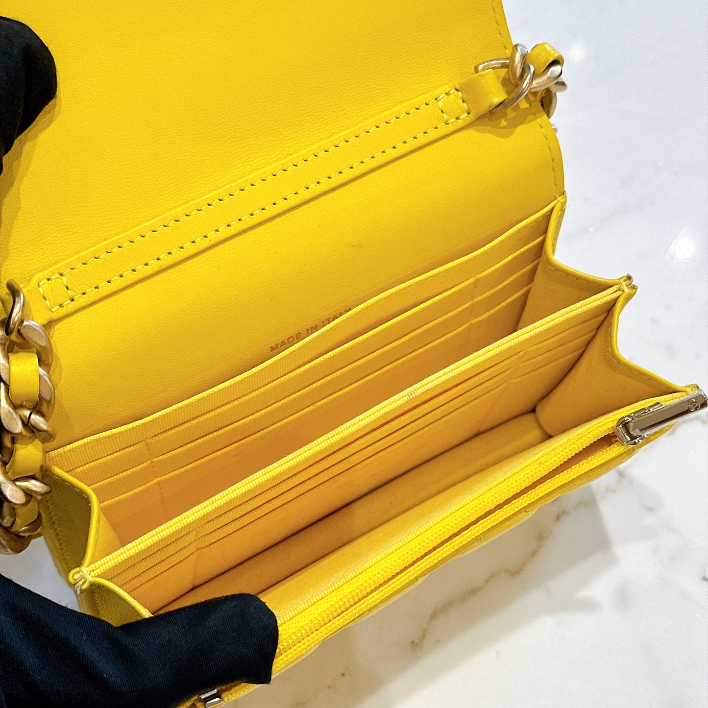 Chanel Wallet On Chain in Yellow Lambskin