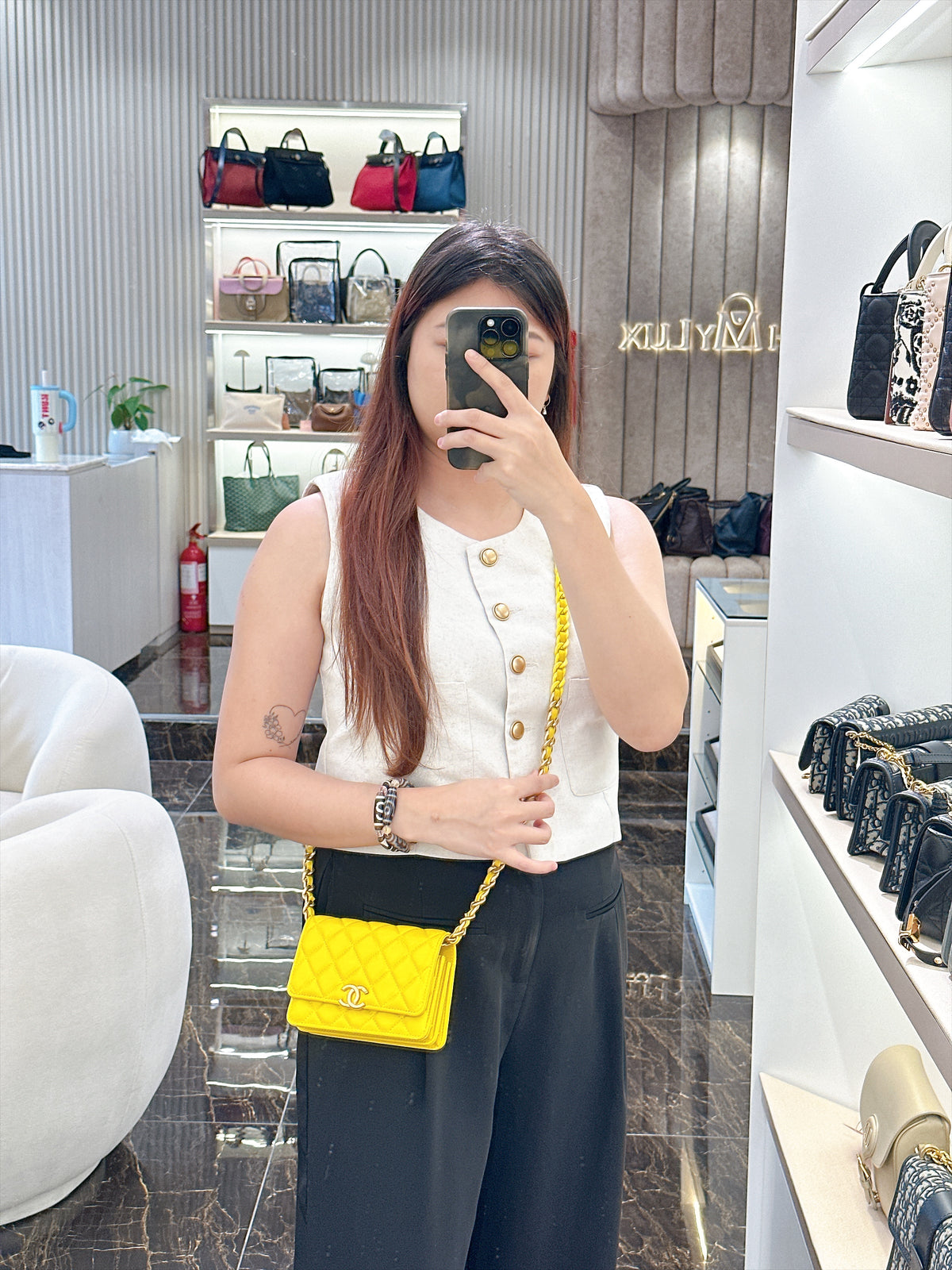 Chanel Wallet On Chain in Yellow Lambskin