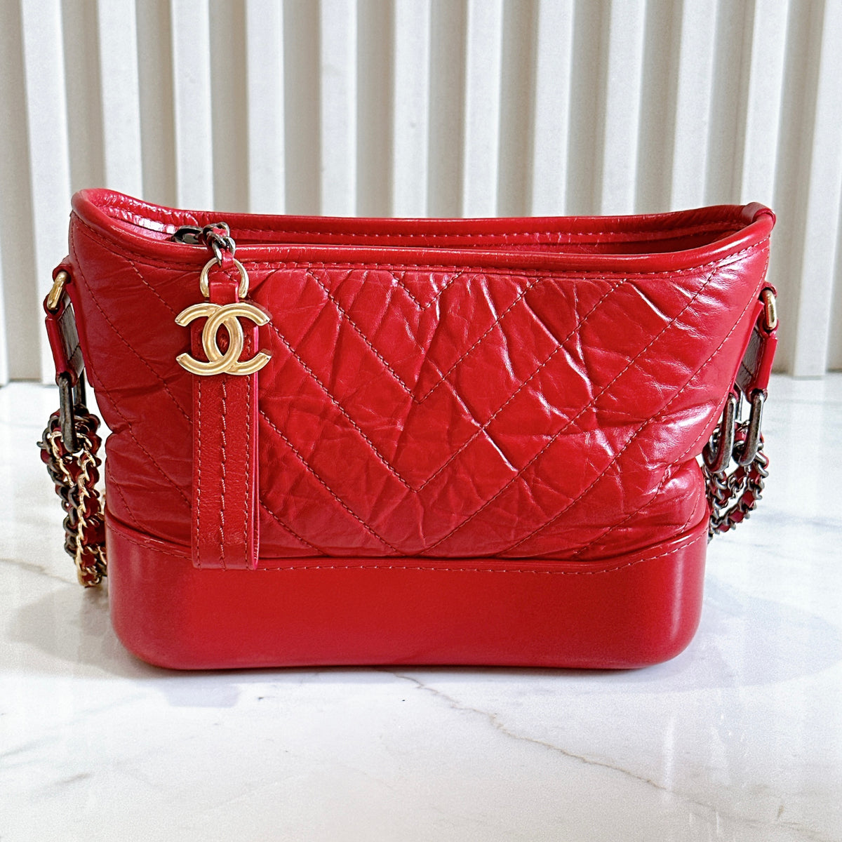 Chanel Gabrielle in Small Red Aged Calfskin