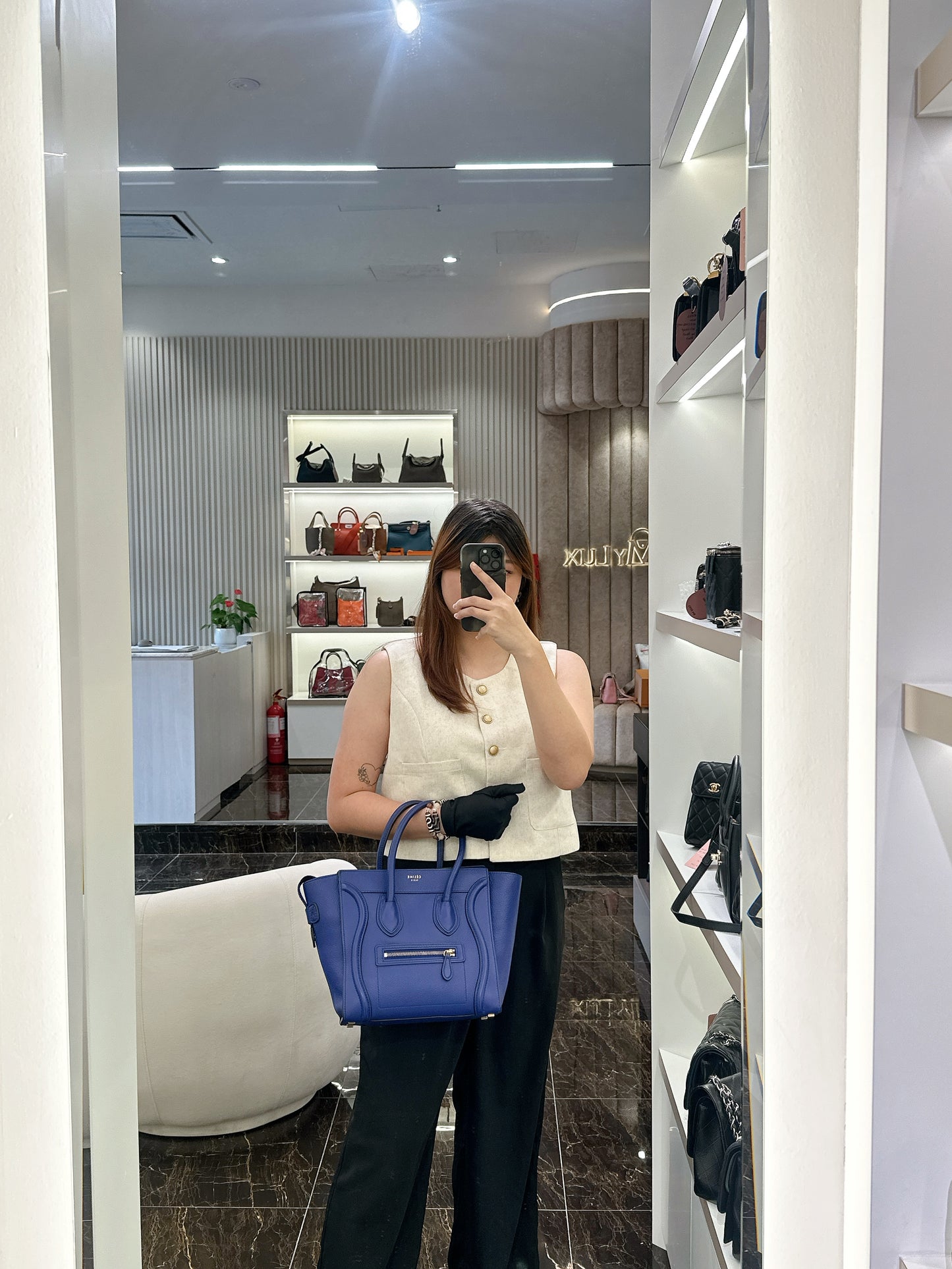 Celine Luggage Tote in Blue