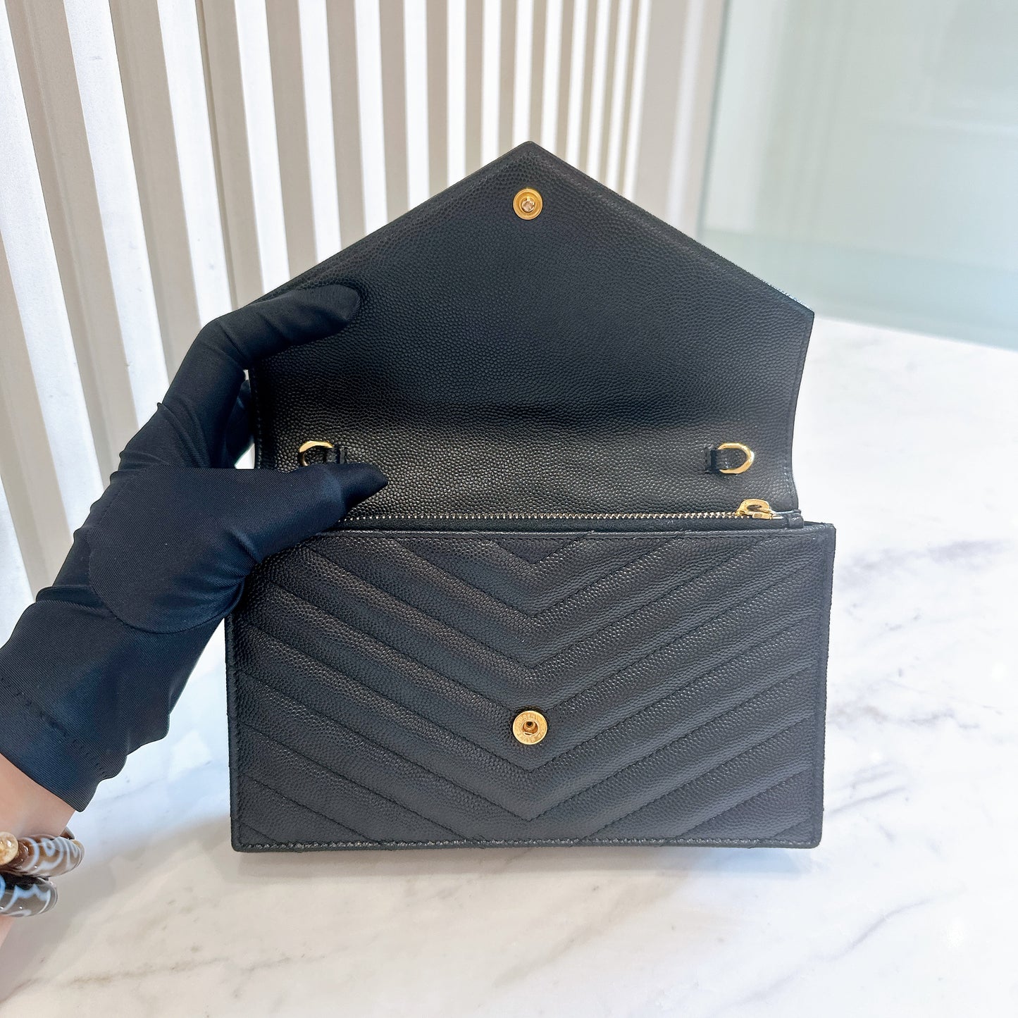 YSL Small WOC in Black SHW