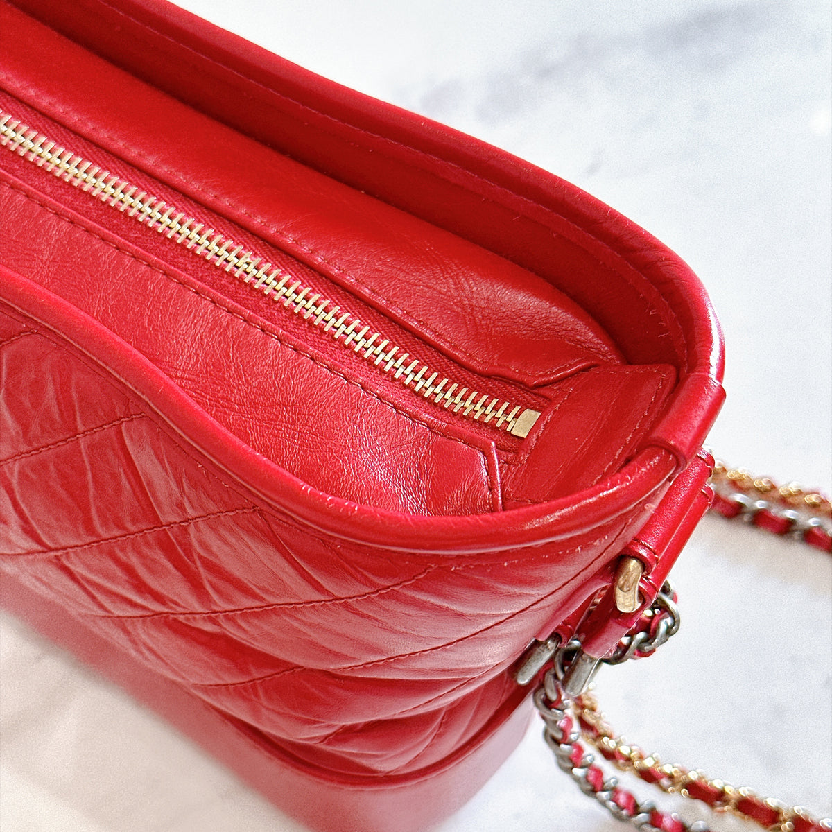 Chanel Gabrielle in Small Red Aged Calfskin