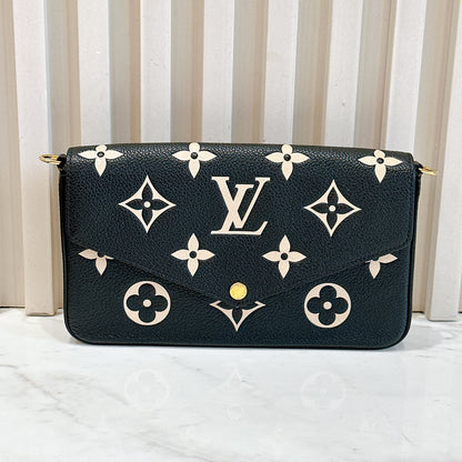 LV Felicie Pochette in Black/Creme