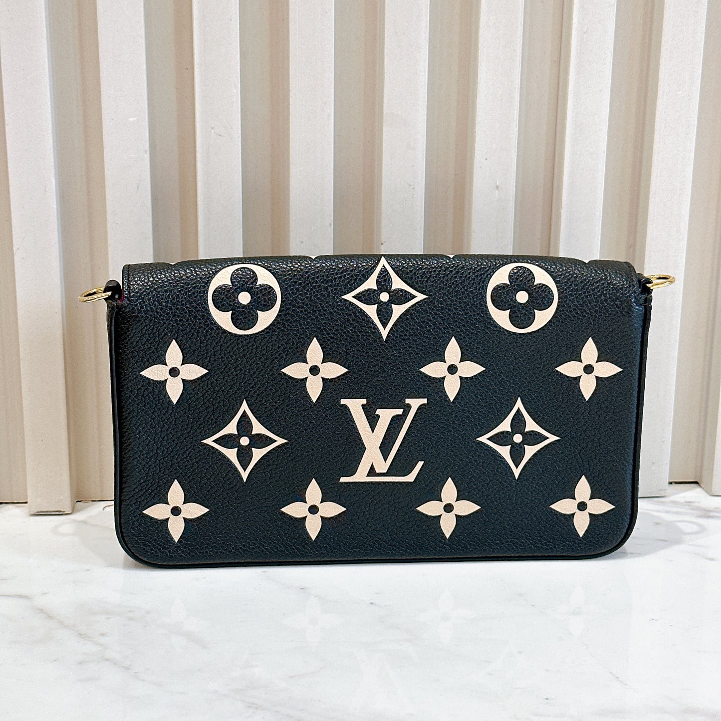 LV Felicie Pochette in Black/Creme