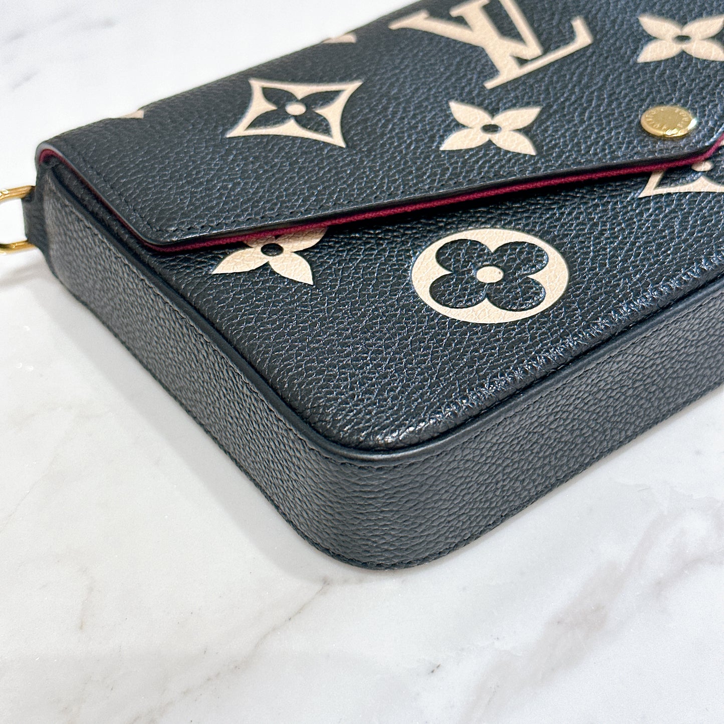LV Felicie Pochette in Black/Creme