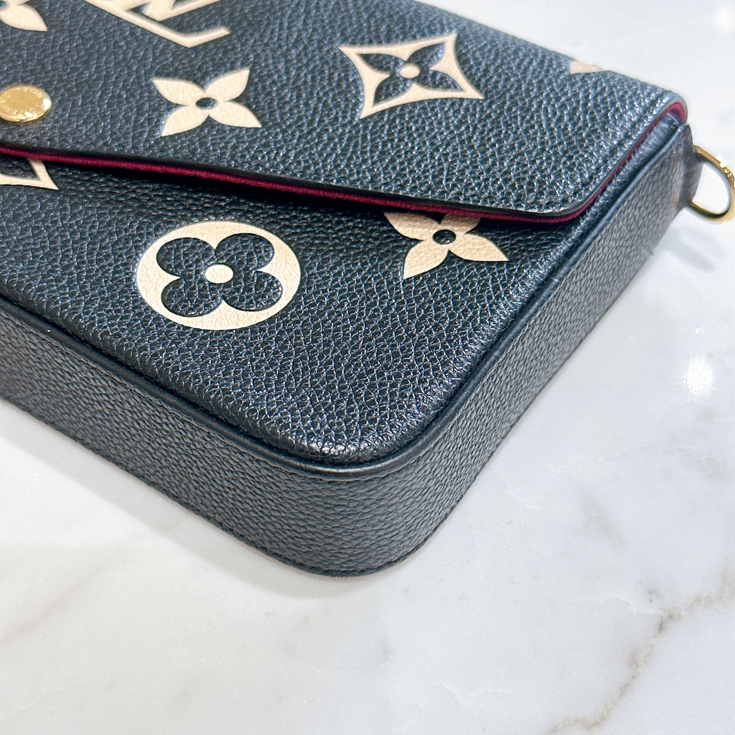 LV Felicie Pochette in Black/Creme