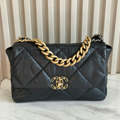 Chanel 19 Medium in Black Goatskin