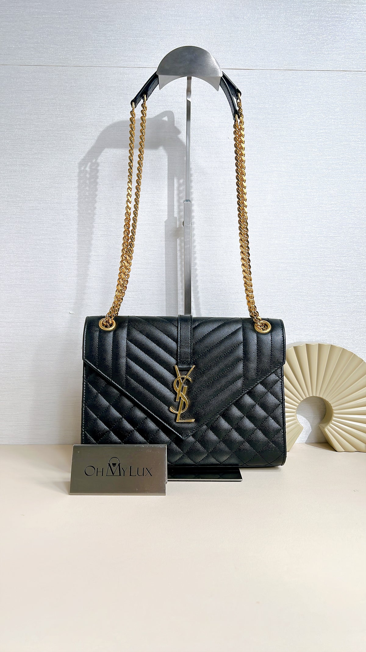 YSL Envelope Medium In Black GHW