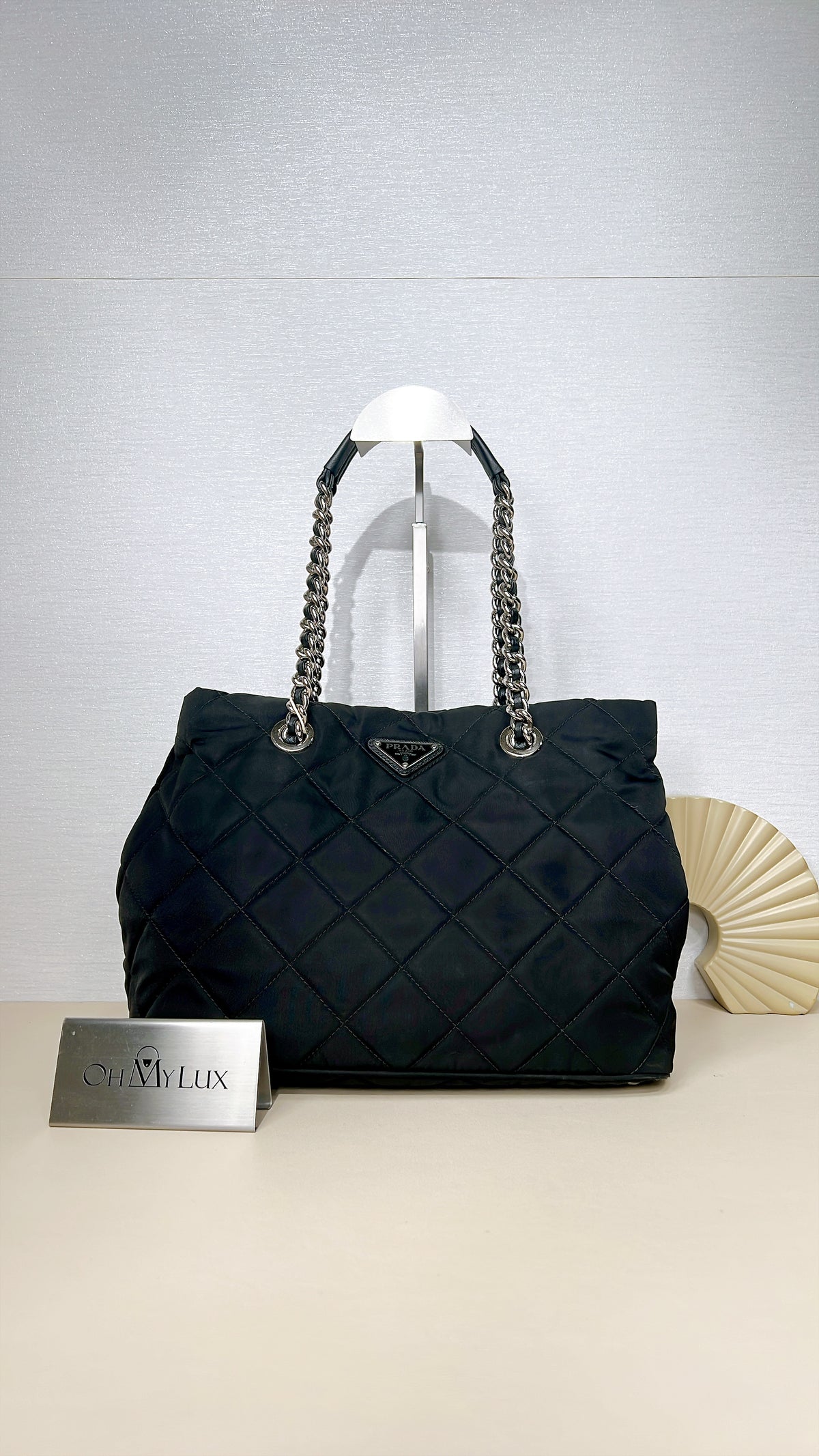 Prada Quilted Tessuto Nylon Chain Shoulder Tote