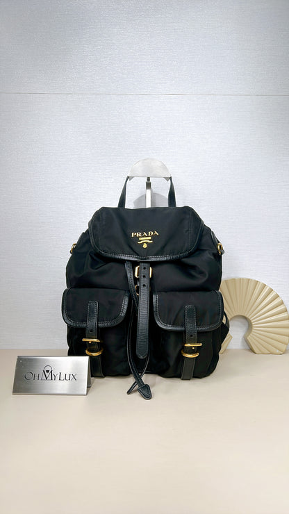 Prada Black Nylon and Leather Backpack