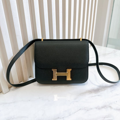 Hermes Constance 18 Epsom in Noir GHW