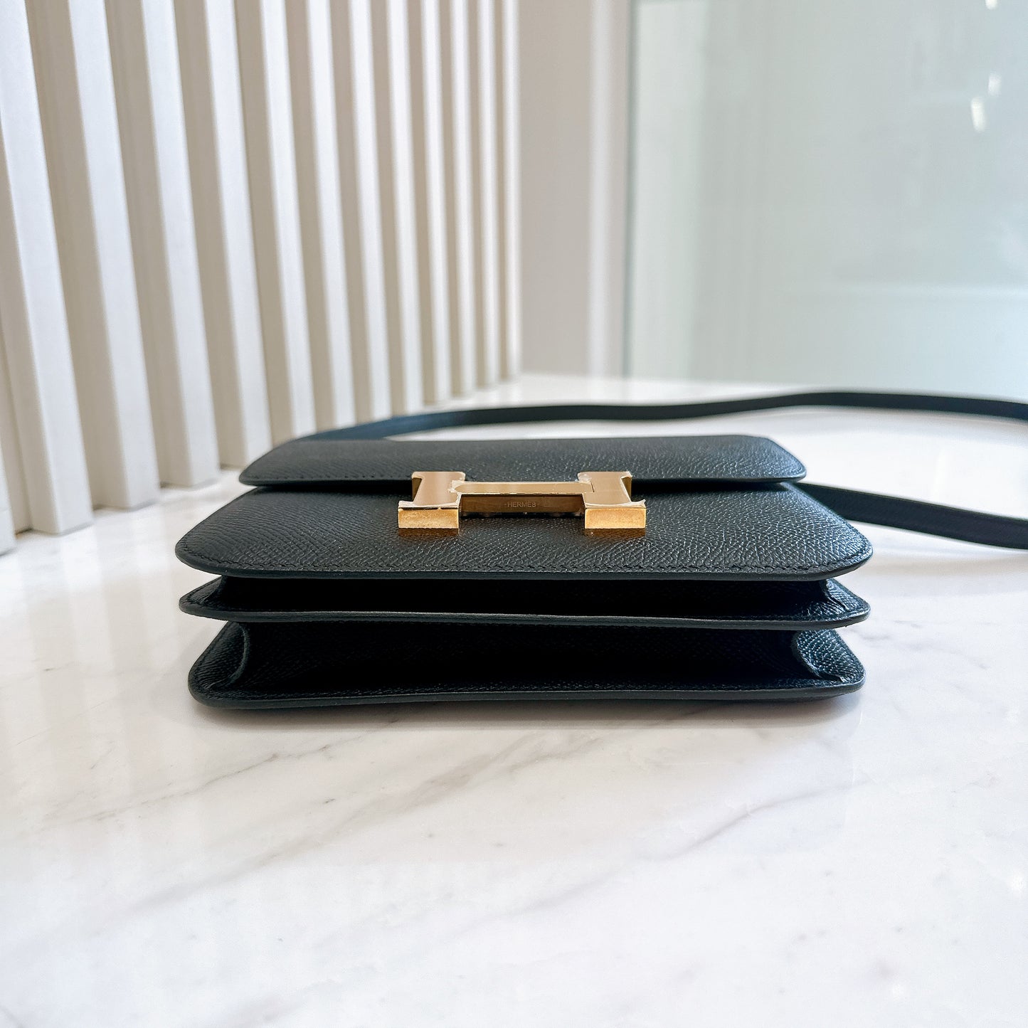 Hermes Constance 18 Epsom in Noir GHW