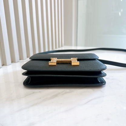 Hermes Constance 18 Epsom in Noir GHW