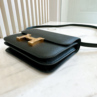 Hermes Constance 18 Epsom in Noir GHW