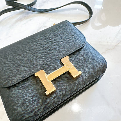 Hermes Constance 18 Epsom in Noir GHW