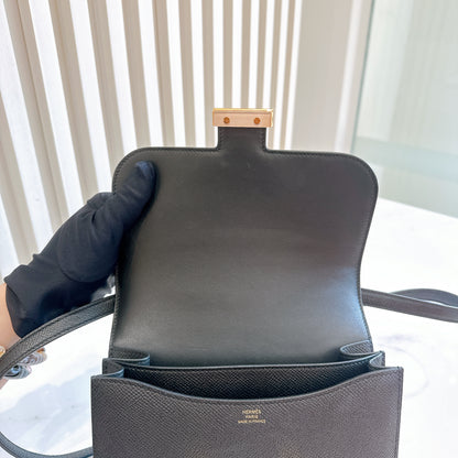 Hermes Constance 18 Epsom in Noir GHW