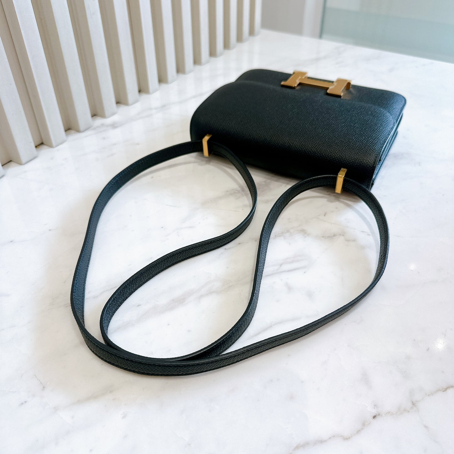 Hermes Constance 18 Epsom in Noir GHW