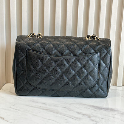 Chanel Classic Flap Jumbo Caviar Black in GHW
