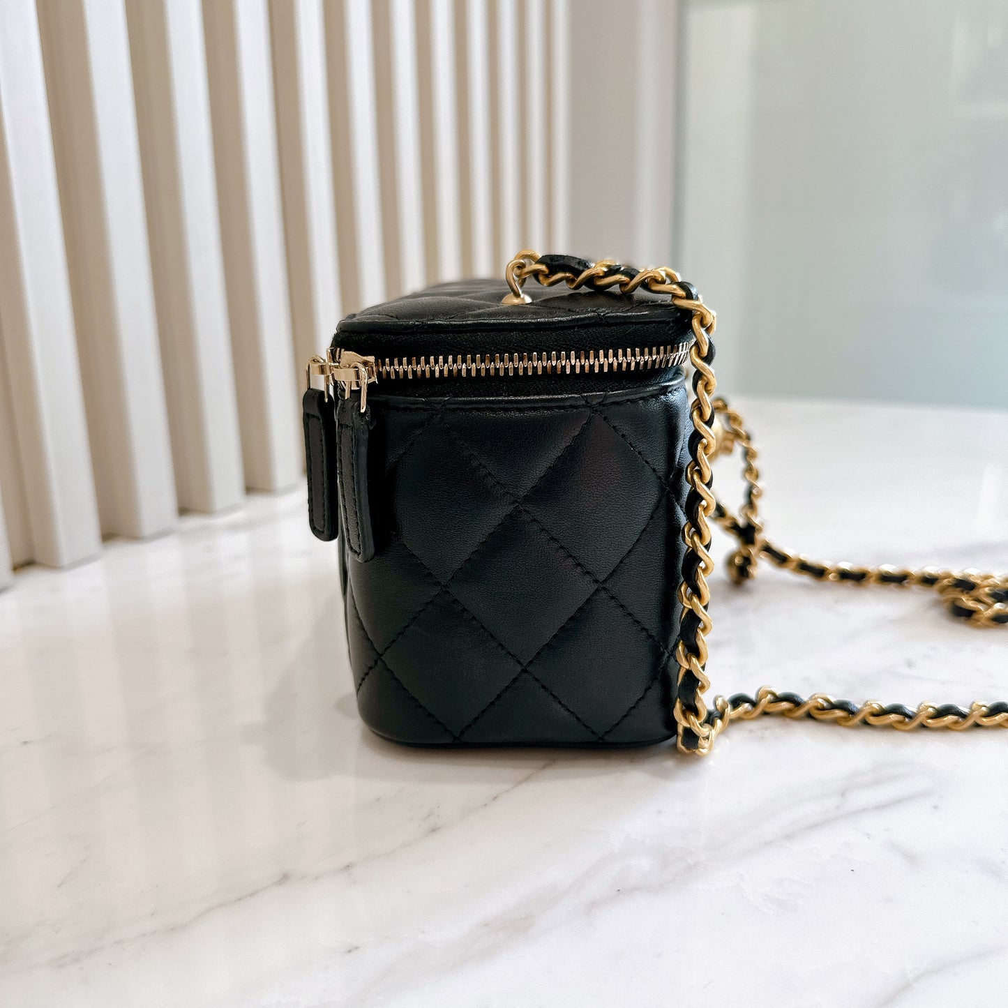 Chanel Vanity Case Black With Pearl Crush