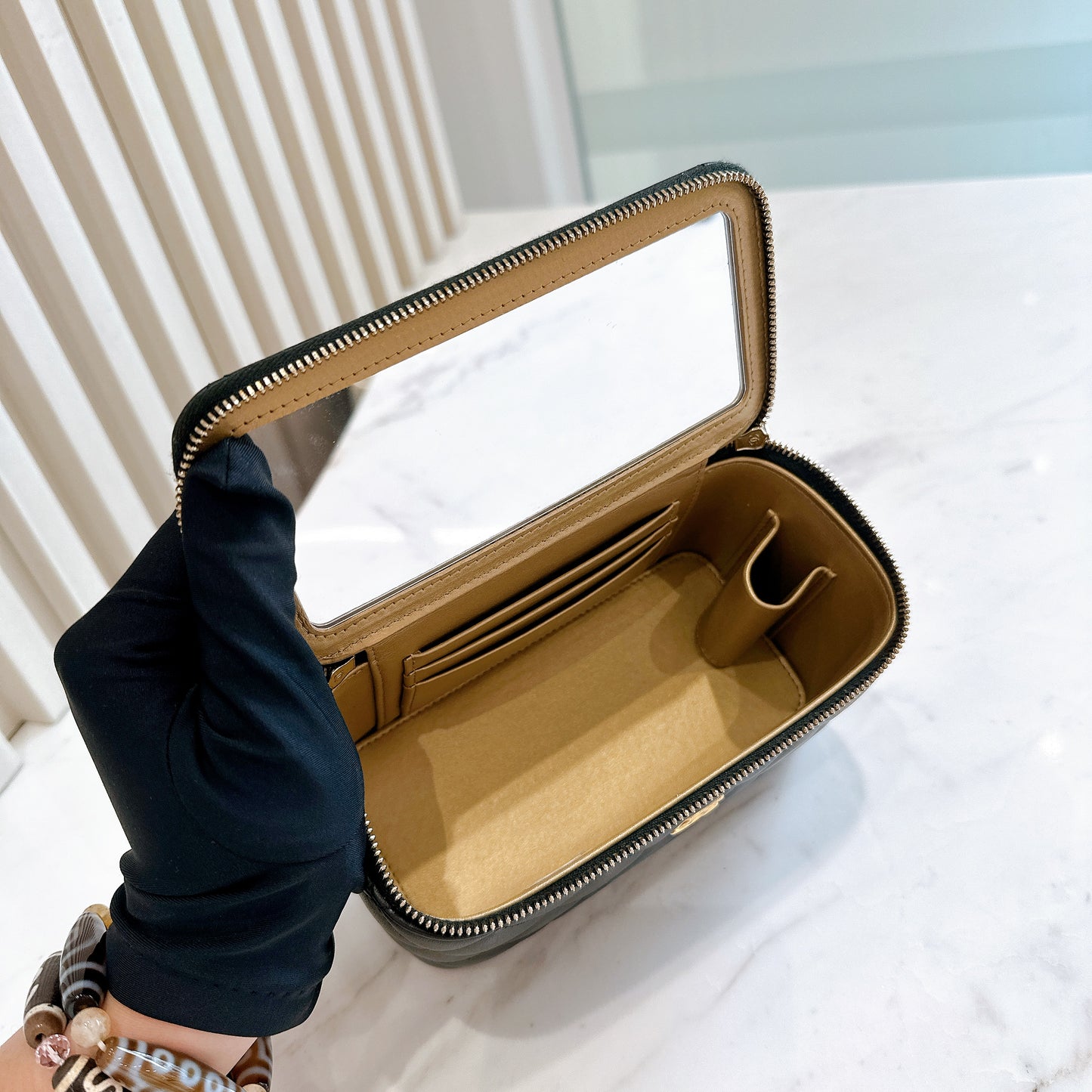 Chanel Vanity Case Black With Pearl Crush