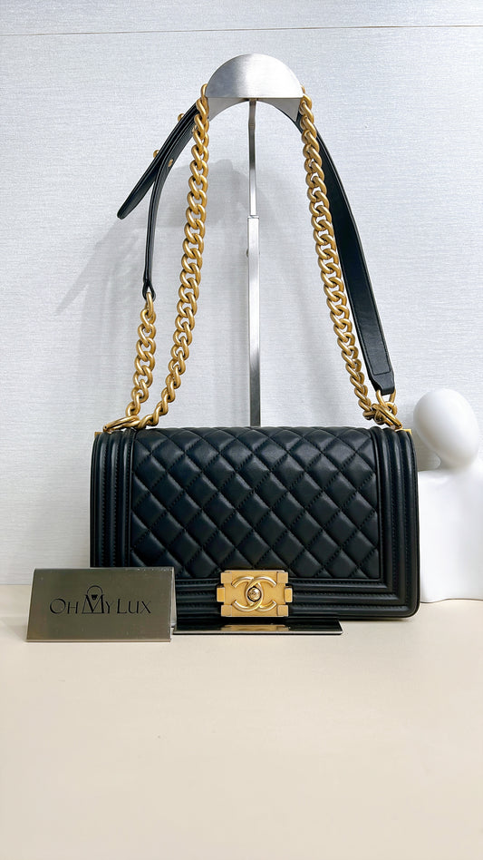 Chanel Boy Old Medium in Black Lambskin