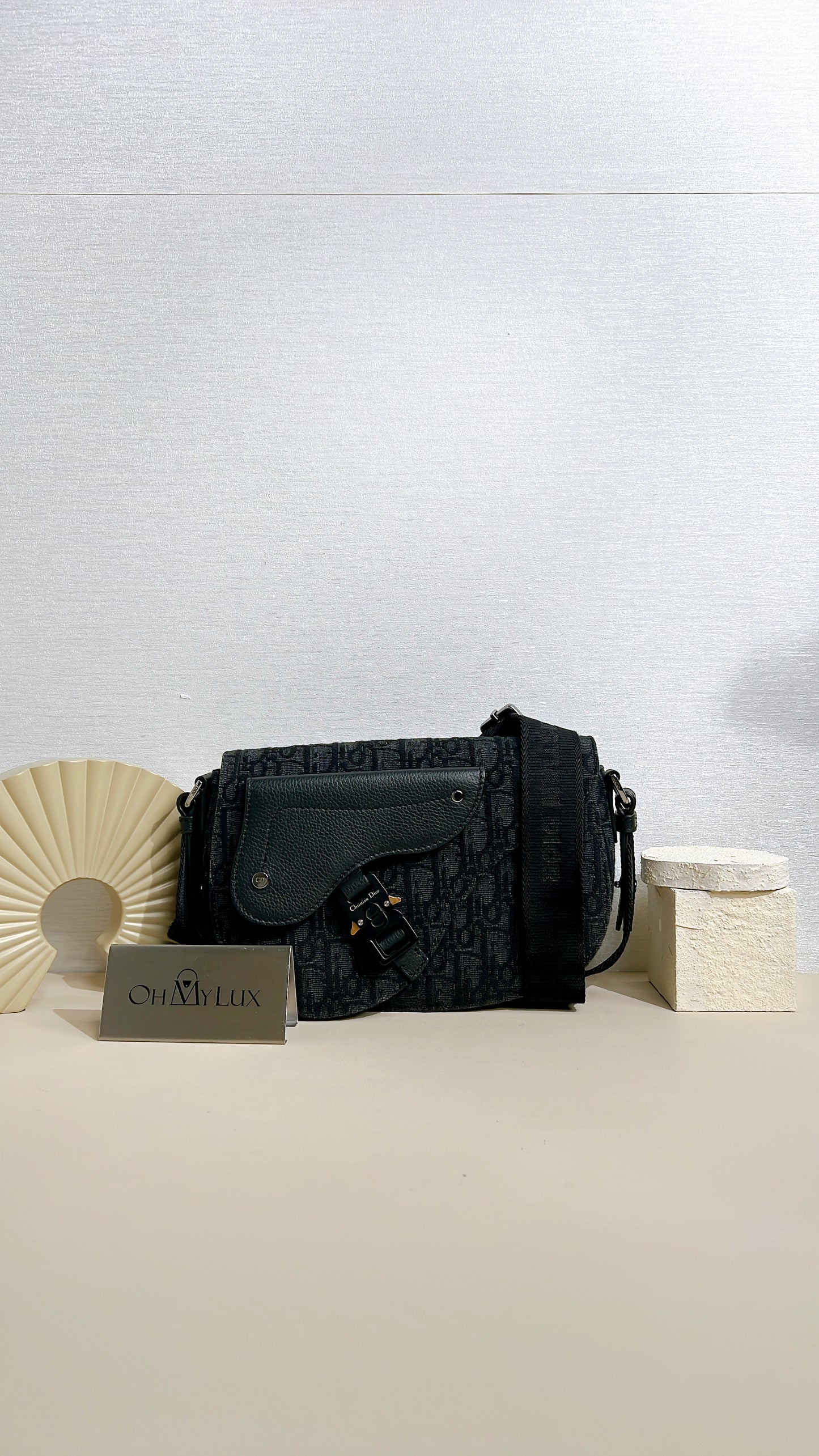 Dior Saddle Messenger Bag in Black Dior Oblique Jacquard