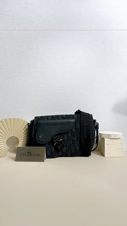 Dior Saddle Messenger Bag in Black Dior Oblique Jacquard