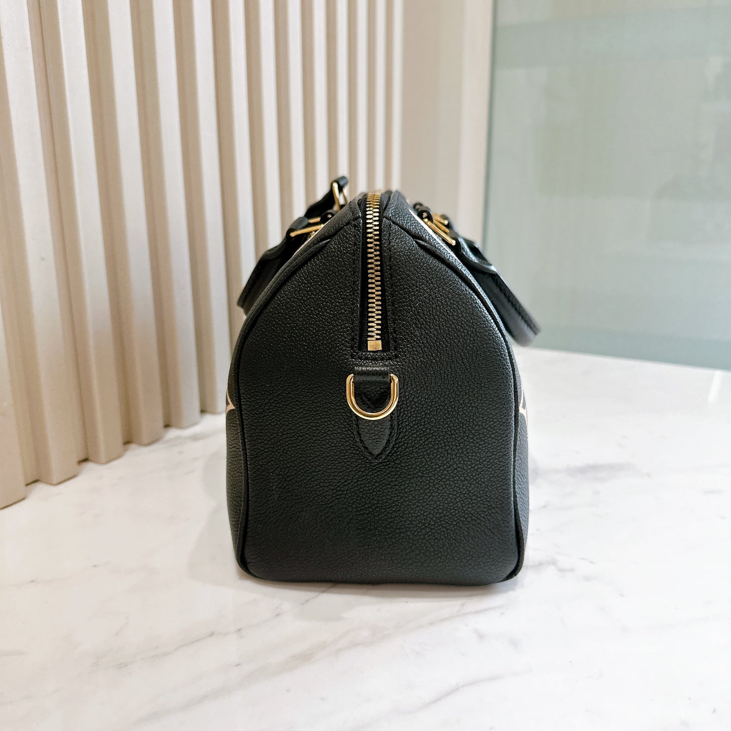 LV Speedy Bandouliere 25 Empreinte Black and Beige