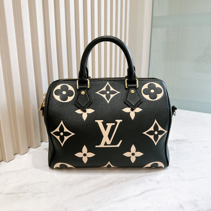 LV Speedy Bandouliere 25 Empreinte Black and Beige