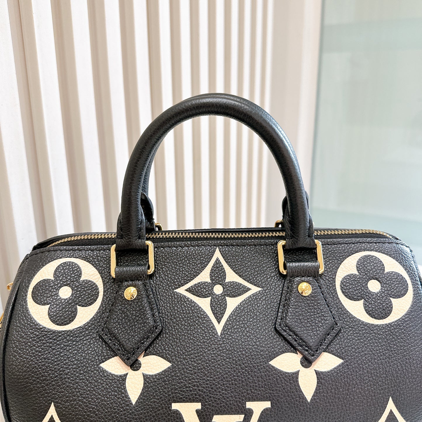 LV Speedy Bandouliere 25 Empreinte Black and Beige