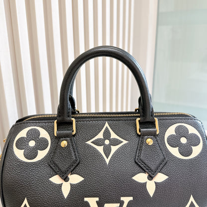 LV Speedy Bandouliere 25 Empreinte Black and Beige