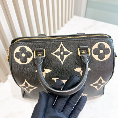 LV Speedy Bandouliere 25 Empreinte Black and Beige