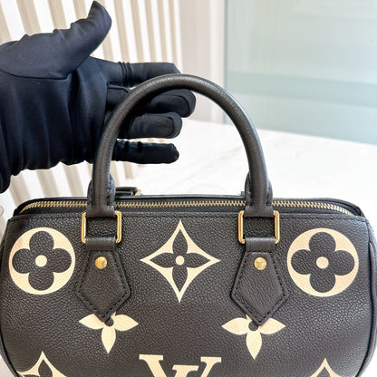 LV Speedy Bandouliere 25 Empreinte Black and Beige