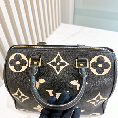 LV Speedy Bandouliere 25 Empreinte Black and Beige