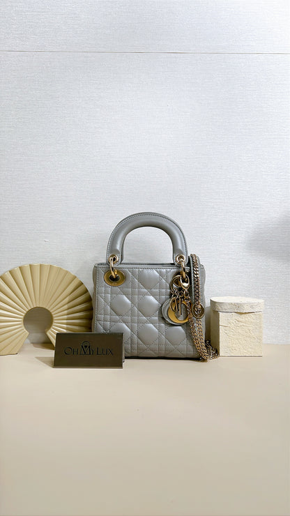 Mini Lady Dior in Grey Pearlescent