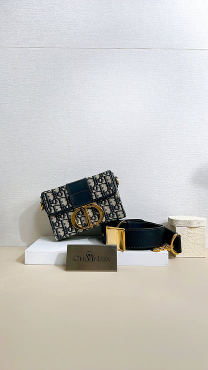 Dior Montaigne 30 Box in Blue Dior Oblique