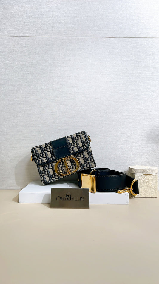 Dior Montaigne 30 Box in Blue Dior Oblique