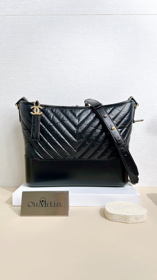 Chanel Gabrielle Medium in Black Chevron
