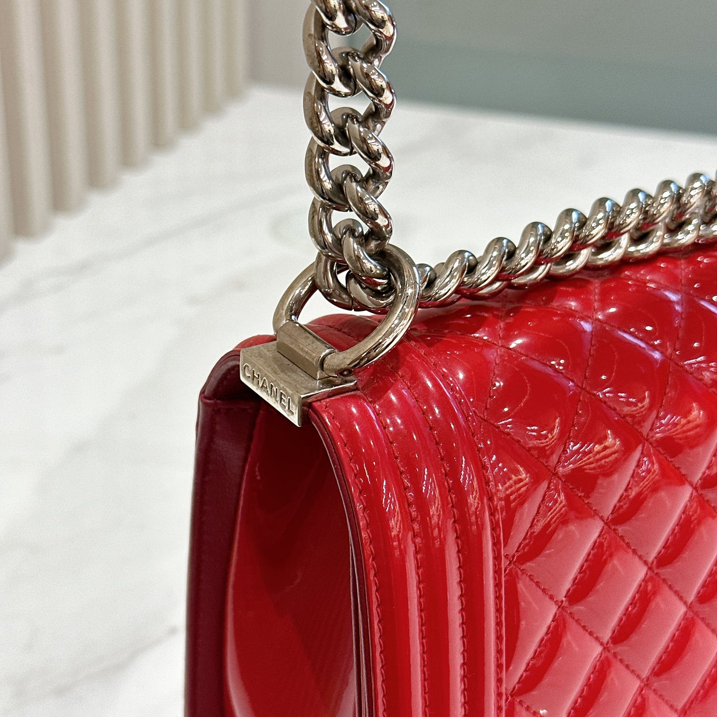 Chanel Boy Patent Calfskin Quilted Medium