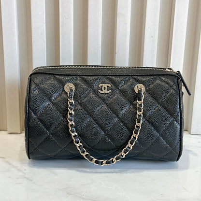 Chanel 25P Bowling Bag in Black Caviar