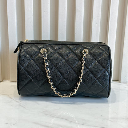 Chanel 25P Bowling Bag in Black Caviar