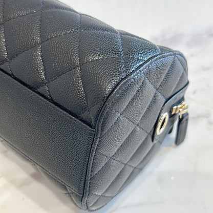 Chanel 25P Bowling Bag in Black Caviar