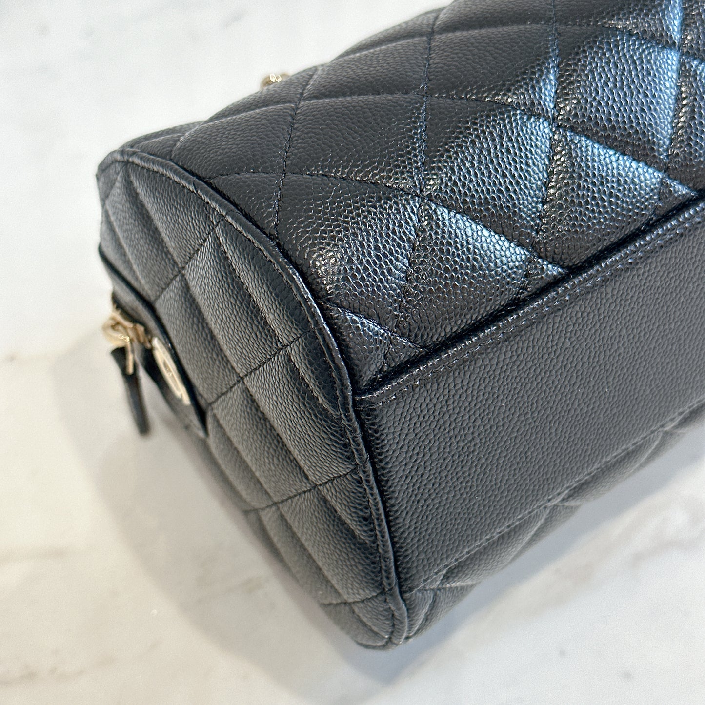 Chanel 25P Bowling Bag in Black Caviar