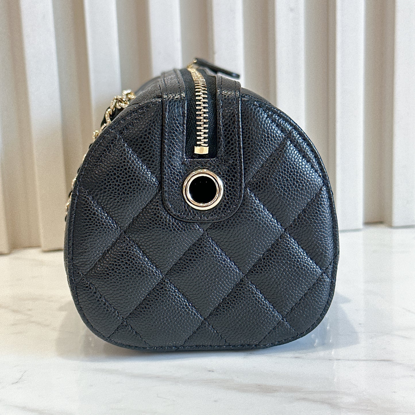 Chanel 25P Bowling Bag in Black Caviar